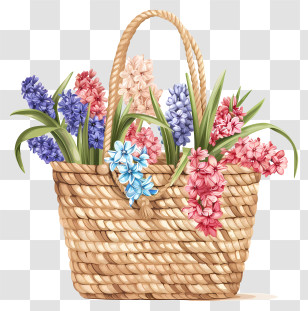 Seasonal Flowers - Spring Flowers In A Basket Arrangement Transparent PNG