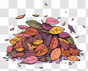 Leaf Pile - Pile Of Colorful Autumn Leaves Transparent PNG