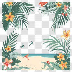 Summer - Exotic Tropical Beach Illustration Transparent PNG