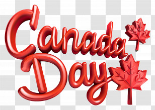 Canada Day - Canada Day Text With Maple Leaves Transparent PNG
