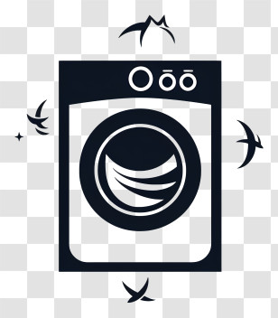 Laundry Day - Monochrome Washing Machine Icon Transparent PNG