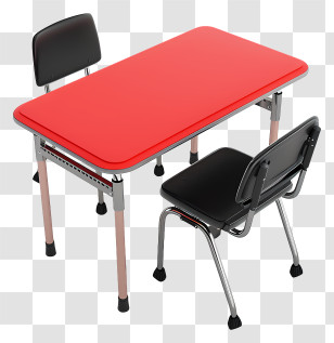 Classroom Table And Chair - Red Table And Black Chairs Setup Transparent PNG
