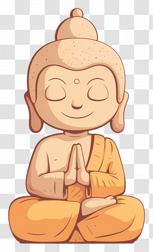 Buddha - Cartoon Buddha Statue In Peaceful Meditation Transparent PNG