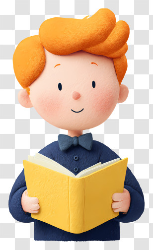 Cartoon Boy Reading Book - Redhead Boy Reading Yellow Book Transparent PNG