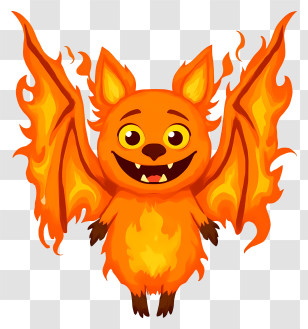 Halloween Bat - Fire Bat With Flaming Wings Transparent PNG