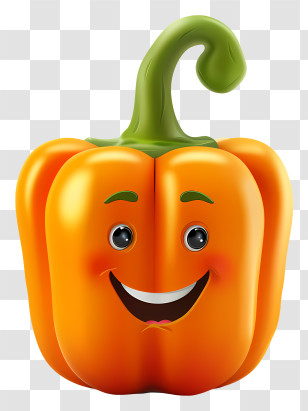 3d Cartoon Vegetable - Smiling Bell Pepper Cartoon Art Transparent PNG