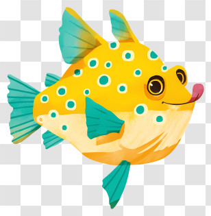 Yellow Puffer Fish - Yellow Fish With Spots Transparent PNG