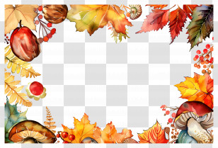Autumn Background - Autumn Frame With Leaves And Mushrooms Transparent PNG