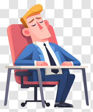 Businessman Feeling Exhausted At Work - Businessman Sleeping At Desk Transparent PNG