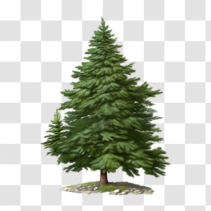 Evergreen Tree - Dual Pine Tree Forest Illustration Transparent PNG