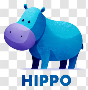 Hippo Logo - Blue Hippo Mascot Illustration Transparent PNG