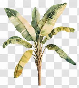 Banana Tree - Banana Plant With Lush Green Leaves Transparent PNG