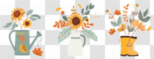 Autumn Flowers - Fall-Themed Flower Displays In Unique Containers Transparent PNG
