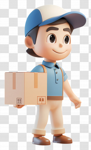 Delivery Boy - Cartoon Delivery Man Carrying A Box Transparent PNG