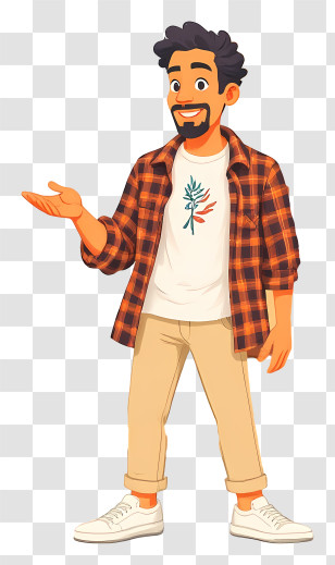 Man In Casual Outfit - Friendly Man In Plaid Shirt Transparent PNG