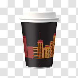 Paper Cup - Coffee Cup With Urban Cityscape Design Transparent PNG