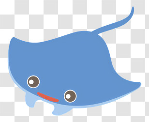 Icon - Blue Cartoon Stingray Transparent PNG