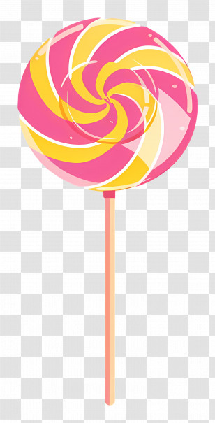 Candy - Pink And Yellow Swirl Lollipop Illustration Transparent PNG