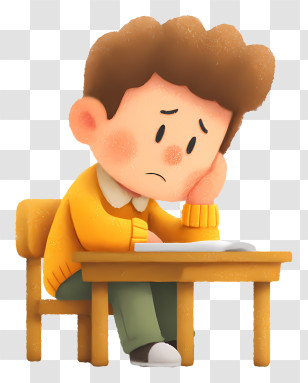 Bored Student - Sad Student At Desk Illustration Transparent PNG