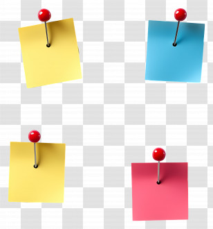 Paper Pinned - Pinned Notes With Red Pins Transparent PNG