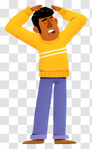 Yawning Man - Surprised Man In Yellow Sweater Transparent PNG