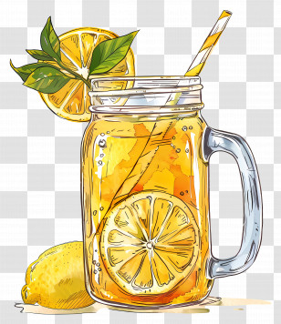 Lemon Tea - Refreshing Lemon Iced Tea Illustration Transparent PNG
