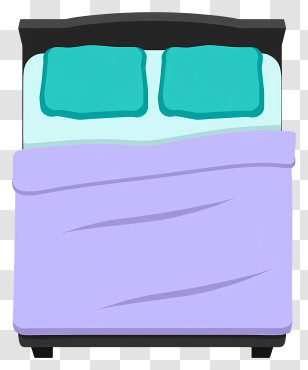 Bed Top View - Purple Bed With Teal Pillows Transparent PNG
