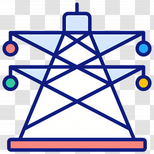 Electrical Transmission - Colorful Electric Tower Illustration Transparent PNG