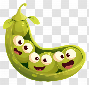 Kawaii Peas - Animated Smiling Peas In Pod Transparent PNG