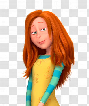 Lorax - Red-Haired Cartoon Girl With Striped Sleeves Transparent PNG
