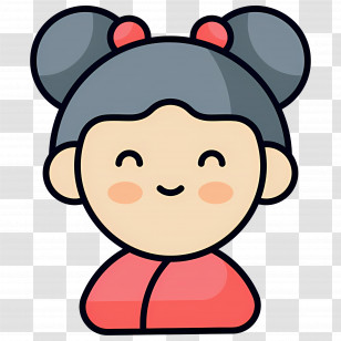 Baby Girl - Cartoon Girl With Buns Transparent PNG