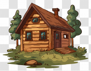 Wooden Cartoon House - Cartoon Wooden House In A Forest Setting Transparent PNG