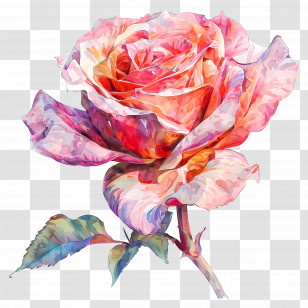 Juliet Rose - Vibrant Pink Watercolor Rose Illustration Transparent PNG