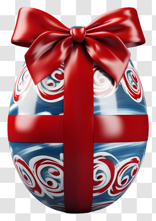 Easter Eggs - Decorated Easter Egg With Red Bow Transparent PNG