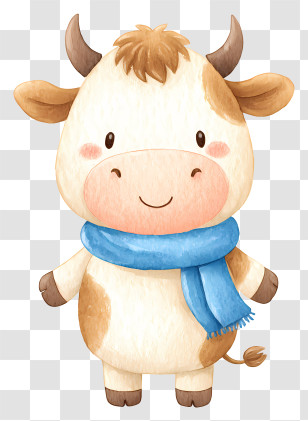 Cartoon Milk Cow - Happy Cow With Blue Scarf Transparent PNG