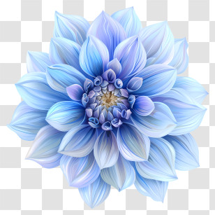 Blue Dahlia Flower - Beautiful Blue Flower Transparent PNG