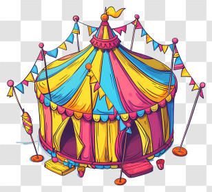 Tent Of Carnival - Colorful Circus Tent Transparent PNG