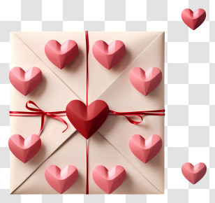 Envelope - Beautiful Envelope Gift With Hearts And Ribbon Transparent PNG