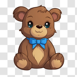 Teddy Bear Day - Cute Teddy Bear With Blue Bow Illustration Transparent PNG