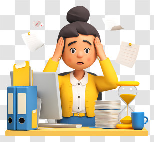 Stressed Office Worker - Stressed Office Worker At Desk Transparent PNG