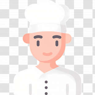 Chef - Minimalist Cartoon Chef In White Hat Illustration Transparent PNG