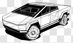 Cybertruck - Outline Of Futuristic Truck Transparent PNG