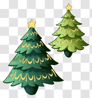 Christmas Trees - Decorative Christmas Trees With Stars Transparent PNG