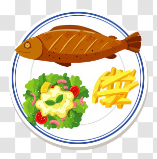 Thai Food - Fish And Chips With Salad On Plate Transparent PNG