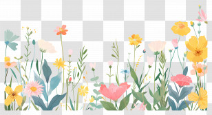 Pastel Flower - Wildflowers Illustration With Spring Vibes Transparent PNG