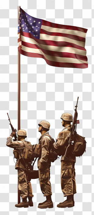 Memorial Day - Soldiers Saluting The Flag Transparent PNG