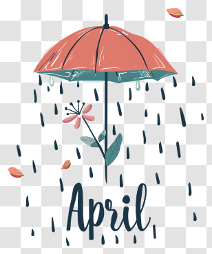 April - April Showers With Umbrella Illustration Transparent PNG