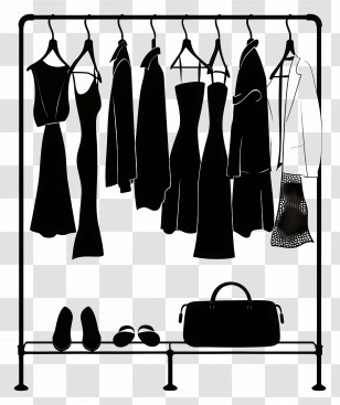 Silhouetted Clothing Rack - Silhouetted Clothing Rack With Accessories Transparent PNG