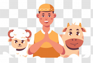 Eid Ul Adha - Boy With Ram And Cow Transparent PNG