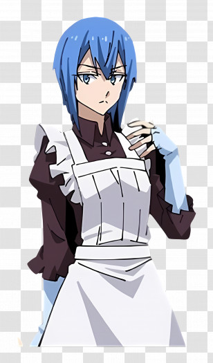 Rain - Anime Maid With Blue Hair Transparent PNG